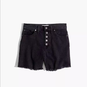 Madewell High-Rise Denim Boyshorts in Faded Black: Button-Through Edition